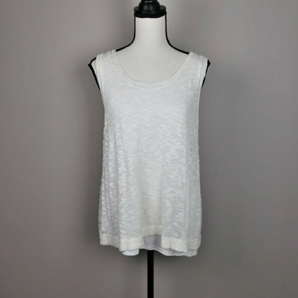 Kensie Tops - NWT Kensie Off White Double Layer Tank Size Large